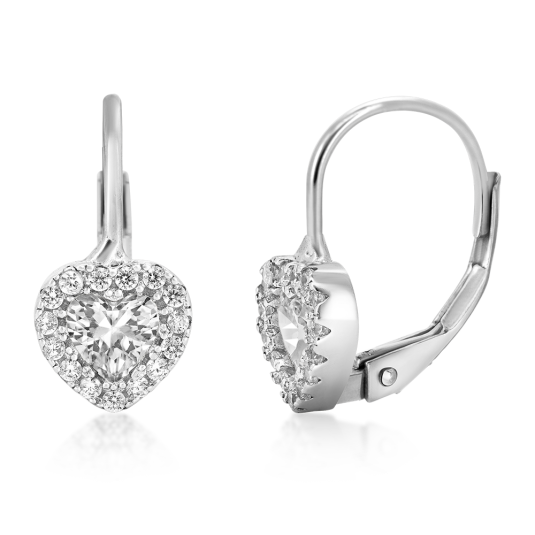 SOFIA ezüst gyermek fülbevaló szívekkel fülbevaló IS135OR029RHWH - Elegáns ékszer webáruház Budapest