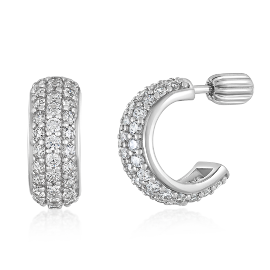 SOFIA ezüst karika fülbevaló cirkóniákkal fülbevaló AUSEUP2ZZ0P-ZY-SC - Elegáns ékszer webáruház Budapest