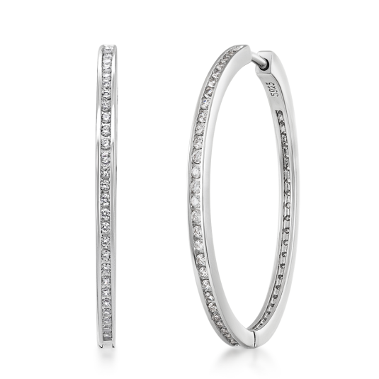 SOFIA ezüst karika fülbevaló cirkóniákkal fülbevaló COEZB110207 - Elegáns ékszer webáruház Budapest