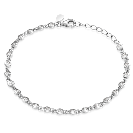 SOFIA ezüst karkötő cirkóniákkal karkötő IS028BR174RHWH - Elegáns ékszer webáruház Budapest