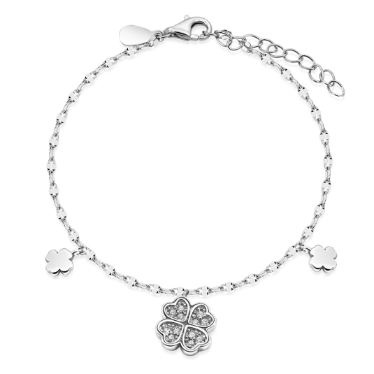 SOFIA ezüst karkötő négylevelű lóherékkel karkötő IS028BR417RHWH - Elegáns ékszer webáruház Budapest