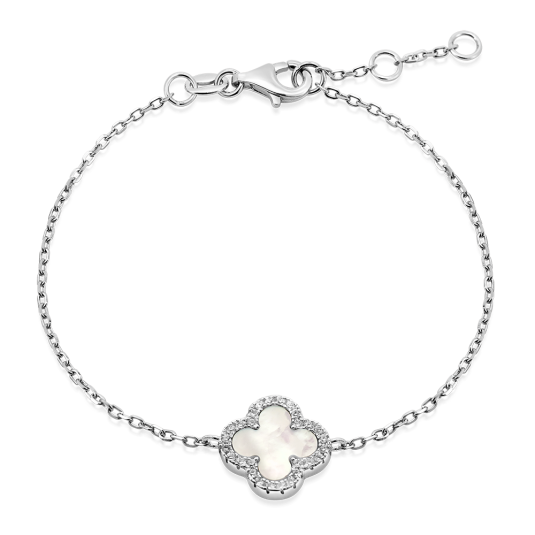 SOFIA ezüst karkötő négylevelű lóherével karkötő COBZB120565 - Elegáns ékszer webáruház Budapest