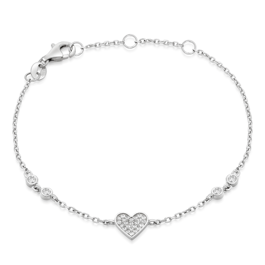 SOFIA ezüst karkötő pavé szívvel karkötő COBZA110226 - Elegáns ékszer webáruház Budapest