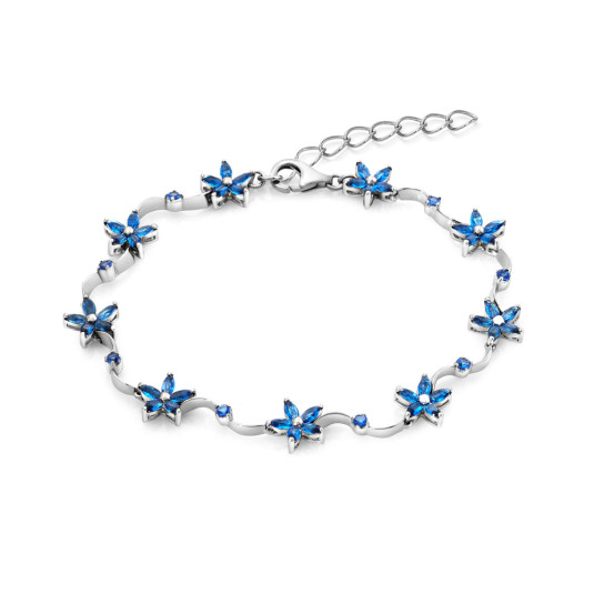 SOFIA ezüst karkötő virágokkal karkötő COBZB90979 - Elegáns ékszer webáruház Budapest