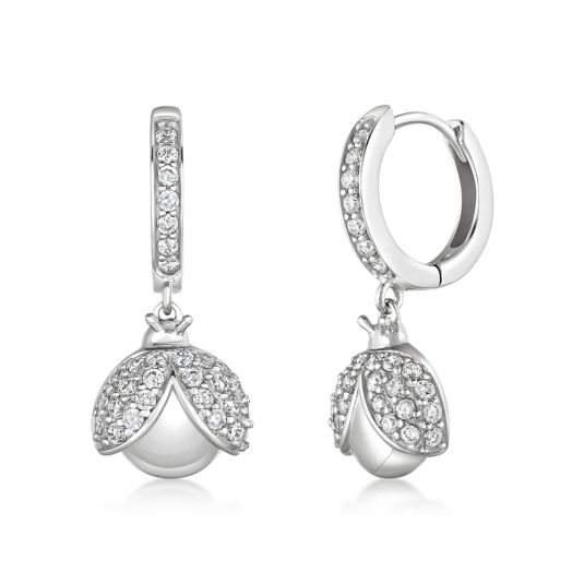 SOFIA ezüst katicabogár fülbevaló cirkóniákkal fülbevaló COEZB50021 - Elegáns ékszer webáruház Budapest