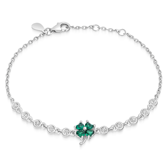 SOFIA ezüst négylevelű lóhere karkötő karkötő IS028BR380RHVE - Elegáns ékszer webáruház Budapest