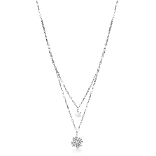 SOFIA ezüst nyaklánc négylevelű lóherékkel nyaklánc IS028CT668RHWH - Elegáns ékszer webáruház Budapest