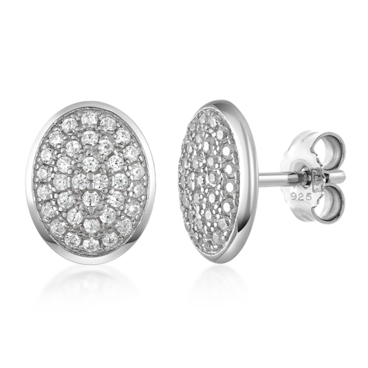 SOFIA ezüst ovális fülbevaló cirkóniákkal fülbevaló COEZB90300 - Elegáns ékszer webáruház Budapest