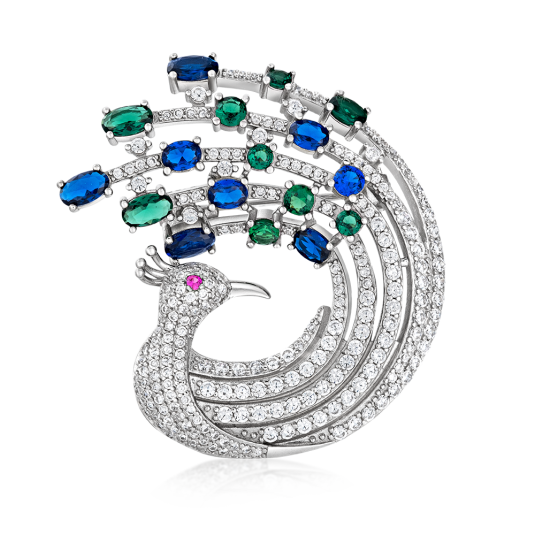 SOFIA ezüst páva bross bross HSC0541 - Elegáns ékszer webáruház Budapest