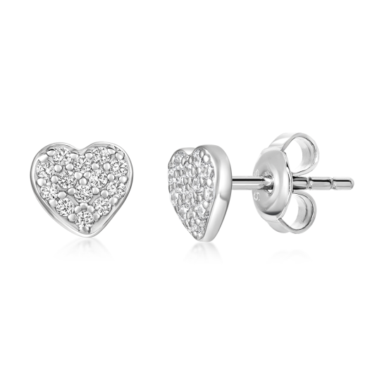 SOFIA ezüst szív fülbevaló cirkóniákkal fülbevaló IS028OR881RHWH - Elegáns ékszer webáruház Budapest