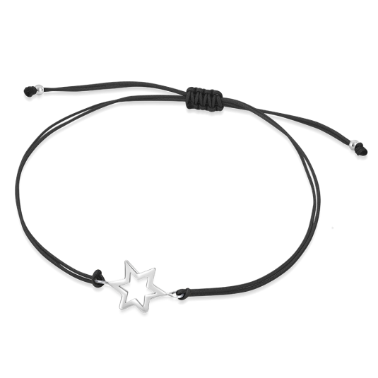 SOFIA fekete csipke ezüst csillaggal karkötő WEW0802-B-BL - Elegáns ékszer webáruház Budapest