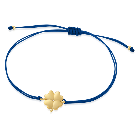 SOFIA kék csipke aranyozott négylevelű lóherével karkötő WEW0803-D-DBYG - Elegáns ékszer webáruház Budapest