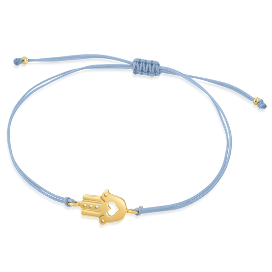 SOFIA kék zsinór aranyozott hamsával karkötő WEW0803-A-LBYG - Elegáns ékszer webáruház Budapest