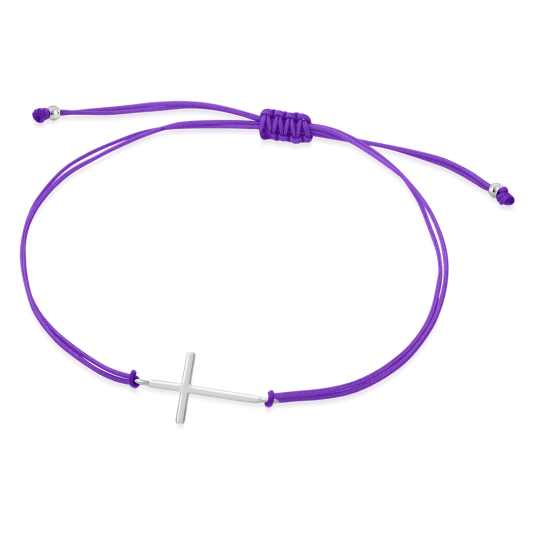 SOFIA lila csipke ezüst kereszttel karkötő WEW0546-H-PUR - Elegáns ékszer webáruház Budapest