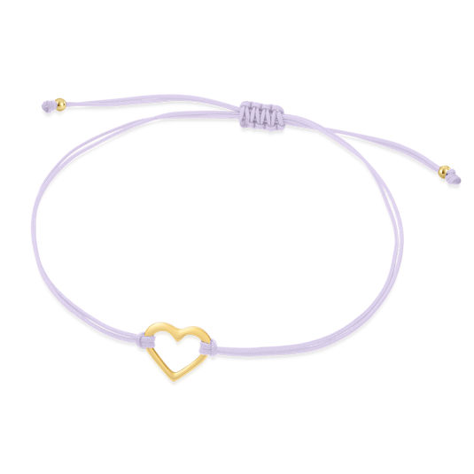 SOFIA lila zsinór aranyozott szívvel karkötő WEW0546-M-VIOYG - Elegáns ékszer webáruház Budapest