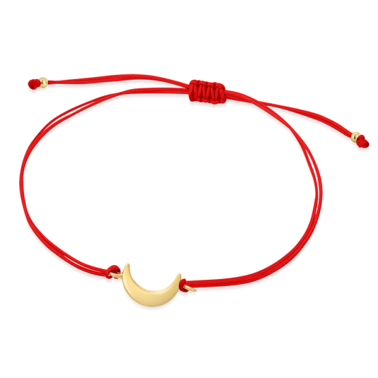 SOFIA piros csipke aranyozott holddal karkötő WEW0546-G-REDYG - Elegáns ékszer webáruház Budapest