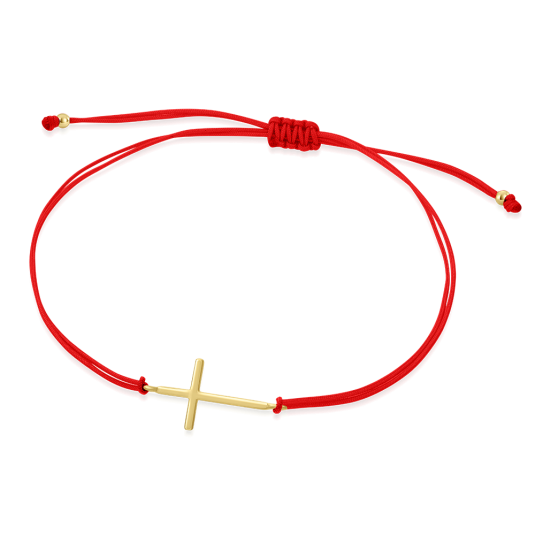 SOFIA piros csipke aranyozott kereszttel karkötő WEW0546-J-REDYG - Elegáns ékszer webáruház Budapest