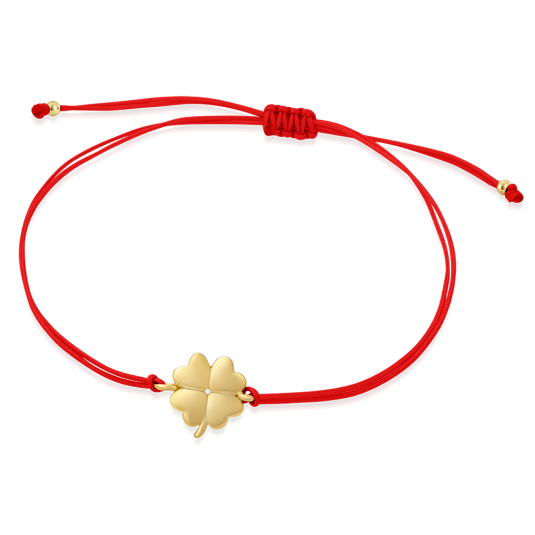 SOFIA piros csipke aranyozott négylevelű lóherével karkötő WEW0803-D-REDYG - Elegáns ékszer webáruház Budapest