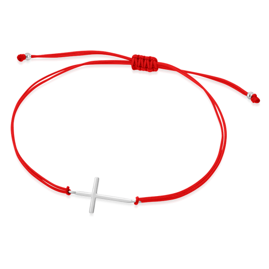 SOFIA piros csipke ezüst kereszttel karkötő WEW0546-J-RED - Elegáns ékszer webáruház Budapest