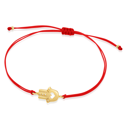 SOFIA piros zsinór aranyozott hamsával karkötő WEW0803-A-REDYG - Elegáns ékszer webáruház Budapest