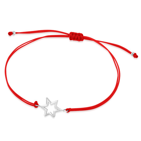 SOFIA piros zsinór ezüst csillaggal karkötő WEW0802-B-RED - Elegáns ékszer webáruház Budapest