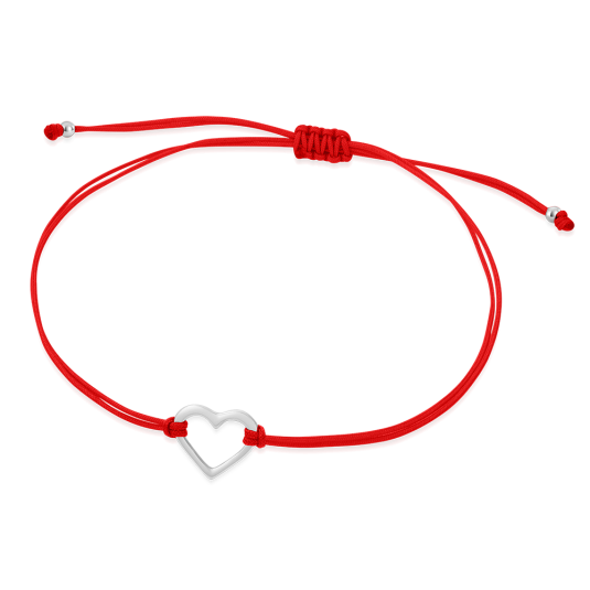 SOFIA piros zsinór ezüst szívvel karkötő WEW0546-L-RED - Elegáns ékszer webáruház Budapest