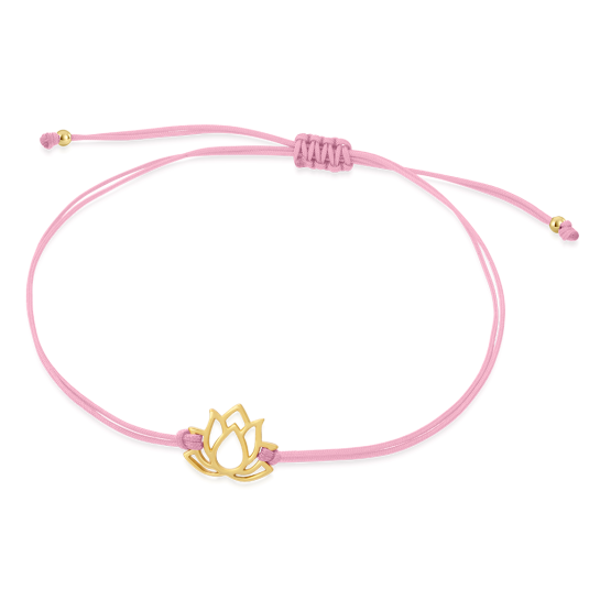 SOFIA rózsaszín csipke aranyozott lótuszvirággal karkötő WEW0802-D-ROSYG - Elegáns ékszer webáruház Budapest