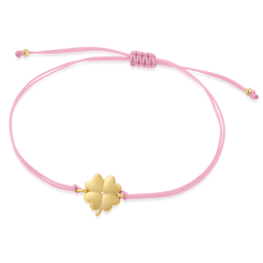 SOFIA rózsaszín csipke aranyozott négylevelű lóherével karkötő WEW0803-D-ROSYG - Elegáns ékszer webáruház Budapest