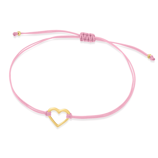 SOFIA rózsaszín csipke aranyozott szívvel karkötő WEW0546-L-ROSYG - Elegáns ékszer webáruház Budapest