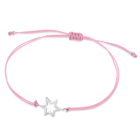 SOFIA rózsaszín csipke ezüst csillaggal karkötő WEW0802-B-ROS - Elegáns ékszer webáruház Budapest