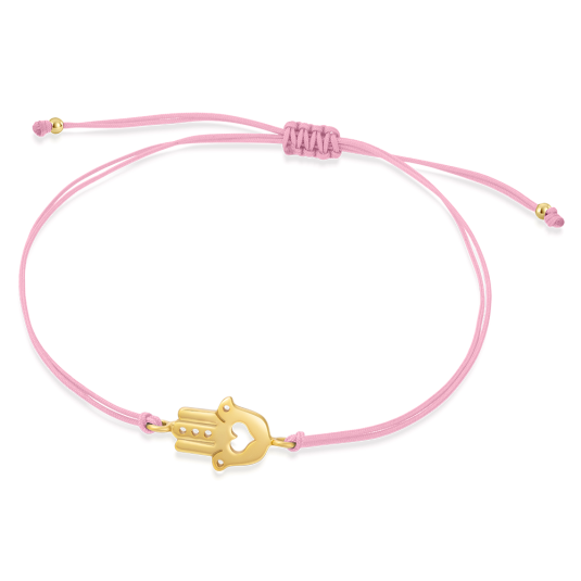 SOFIA rózsaszín zsinór aranyozott hamsával karkötő WEW0803-A-ROSYG - Elegáns ékszer webáruház Budapest