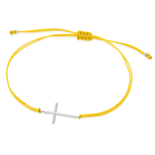 SOFIA sárga zsinór ezüst kereszttel karkötő WEW0546-H-YEL - Elegáns ékszer webáruház Budapest