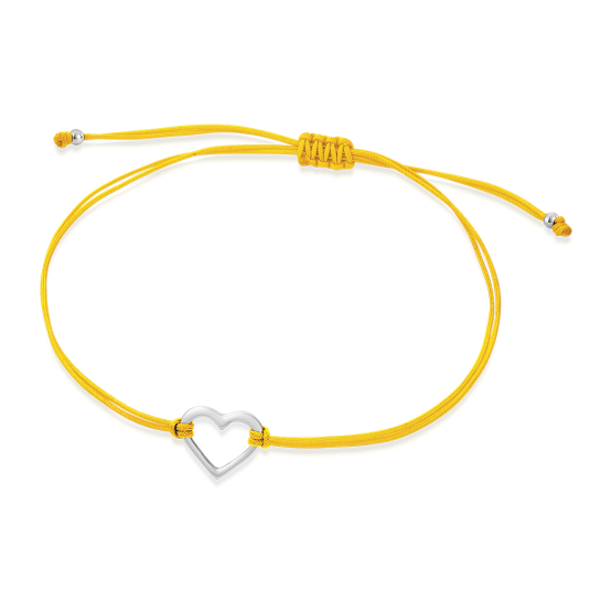 SOFIA sárga zsinór ezüst szívvel karkötő WEW0546-M-YEL - Elegáns ékszer webáruház Budapest