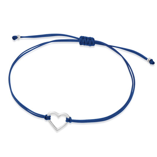 SOFIA sötétkék csipke ezüst szívvel karkötő WEW0546-M-DB - Elegáns ékszer webáruház Budapest