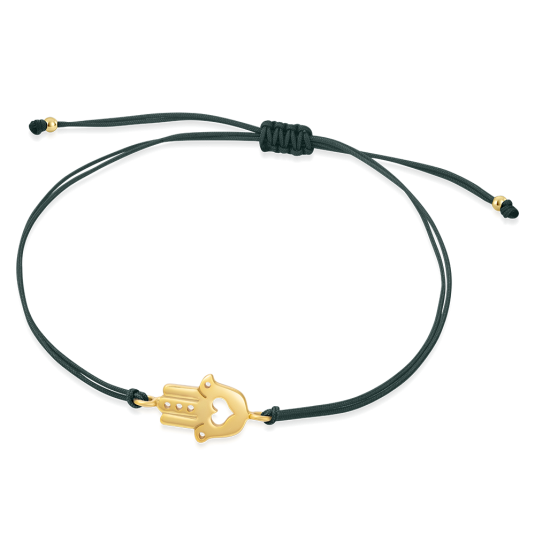 SOFIA sötétzöld zsinór aranyozott hamsával karkötő WEW0803-A-EMEYG - Elegáns ékszer webáruház Budapest