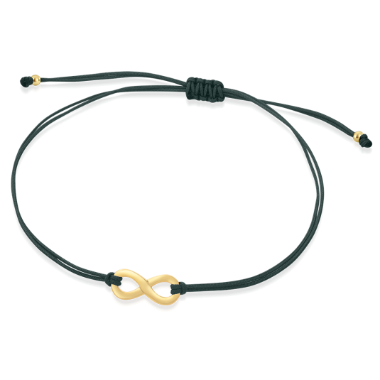 SOFIA sötétzöld zsinór aranyozott végtelenséggel karkötő WEW0546-A-EMEYG - Elegáns ékszer webáruház Budapest