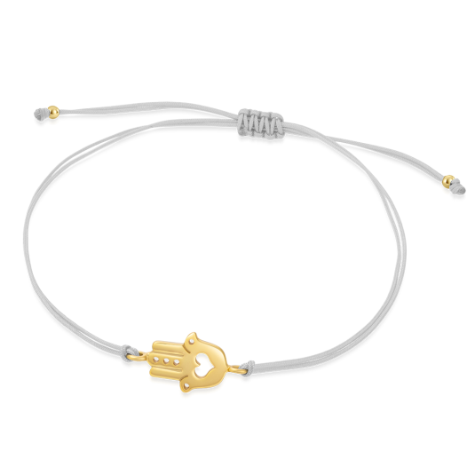 SOFIA szürke zsinór aranyozott hamsával karkötő WEW0803-A-GREYYG - Elegáns ékszer webáruház Budapest