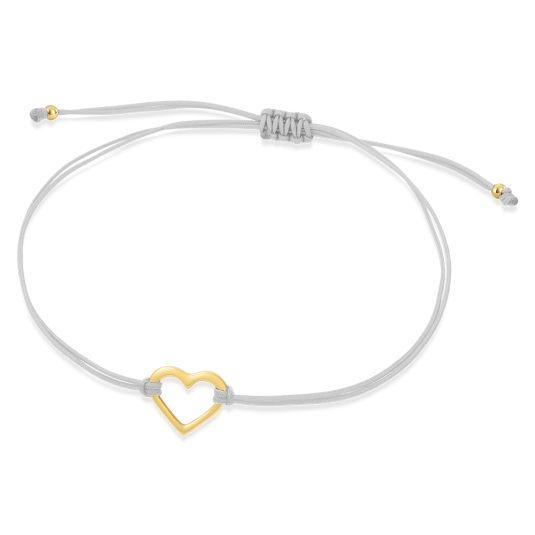 SOFIA szürke zsinór aranyozott szívvel karkötő WEW0546-M-GREYYG - Elegáns ékszer webáruház Budapest