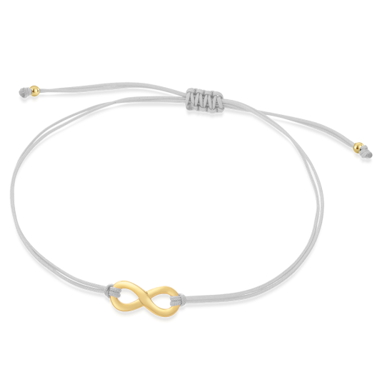 SOFIA szürke zsinór aranyozott végtelenséggel karkötő WEW0546-A-GREYYG - Elegáns ékszer webáruház Budapest