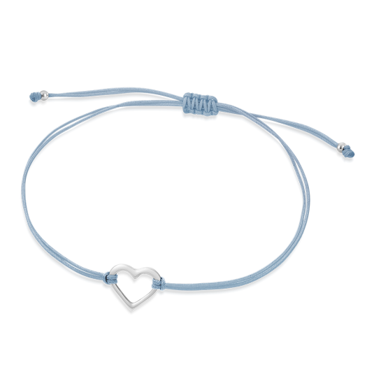 SOFIA világoskék csipke ezüst szívvel karkötő WEW0546-M-LB - Elegáns ékszer webáruház Budapest
