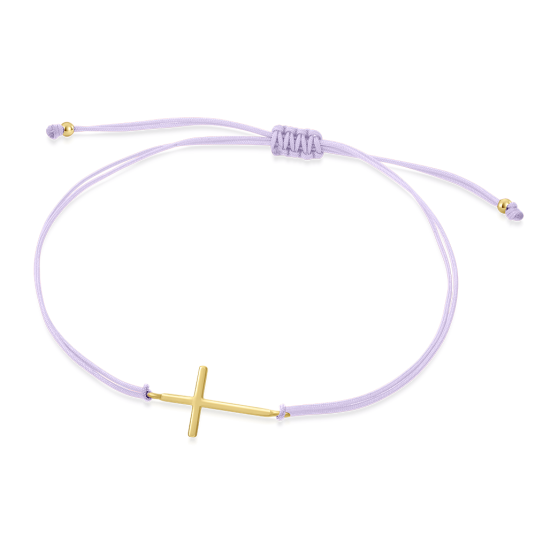 SOFIA világoslila csipke aranyozott kereszttel karkötő WEW0546-H-VIOYG - Elegáns ékszer webáruház Budapest