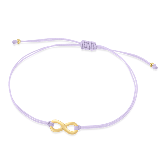 SOFIA világoslila zsinór aranyozott végtelenséggel karkötő WEW0546-A-VIOYG - Elegáns ékszer webáruház Budapest